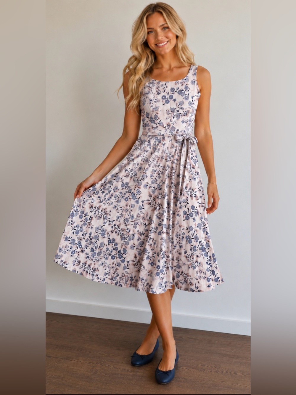 LOFT Maxi Dress with Blue Floral Print